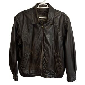 Members Only Leather Jacket Vintage Mens Size XL Long